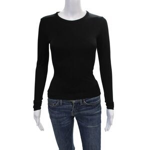 Esse Women Basic Long Sleeve Crew Neck Black T-Shirt Size 6